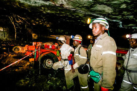 Johannesburg, South Africa - August 11 2008: Underground Platinum Palladium Mining and Machineryのeditorial素材