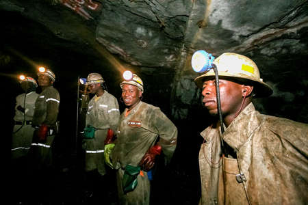 Johannesburg, South Africa - August 11 2008: Underground Platinum Palladium Mining and Machineryのeditorial素材