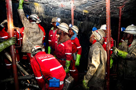 Johannesburg, South Africa - May 23 2011: Underground Platinum Palladium Mining and Equipment