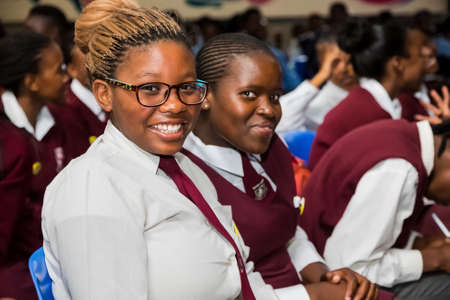 Johannesburg, South Africa - January 15, 2015: African primary school children sitting in a classroomのeditorial素材