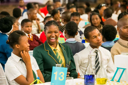 Johannesburg, South Africa - January 30, 2016: Young African School kids at morning assembly