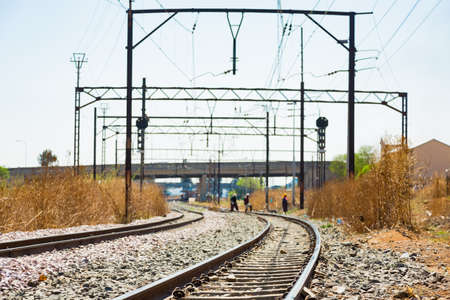 Soweto, South Africa - September 08 2018: Commuter Train moving through the heart of Soweto, Johannesburgのeditorial素材