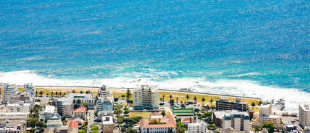 Cape Town, South Africa - October 15, 2019: Elevated view of Green Point coastal suburb in Cape Townのeditorial素材