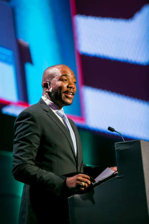 Johannesburg, South Africa, November 23,  2017, Mmusi Maimane the leader of the DA Democratic Alliance Political Party in South Africa speaking at The Gatheringのeditorial素材