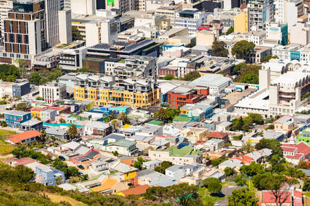 Cape Town, South Africa - October 15, 2019: Elevated view of Cape Town South Africa Central Business District and surroundsのeditorial素材