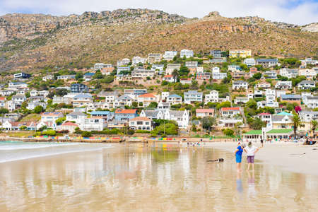 Cape Town, South Africa - March 13 2019: Fish Hoek beach on a cloudy Autumn dayのeditorial素材