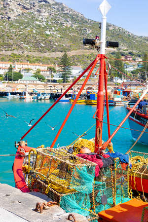 Cape Town, South Africa - March 13 2019: Small Fishing Boats in Kalk Bay Harbourのeditorial素材