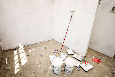Soweto, South Africa - September 10, 2011: Interior rooms while building and painting a small low cost house in Sowetoのeditorial素材