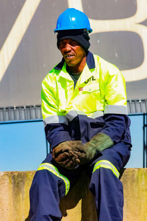 Johannesburg, South Africa - June 05 2010: Construction worker on a building siteのeditorial素材