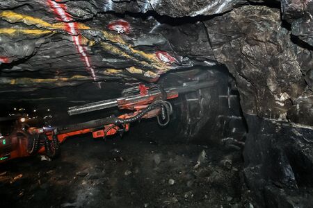 Underground Mining equipment for drilling dynamite holes for busting rock