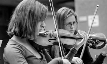 Johannesburg, South Africa - August 28 2010: Diverse youth at music school orchestraのeditorial素材