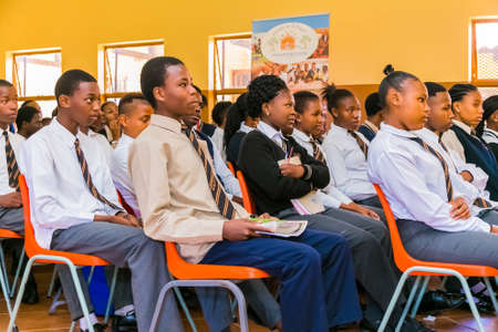 Johannesburg, South Africa - March 22 2017: African High School students in a classroomのeditorial素材