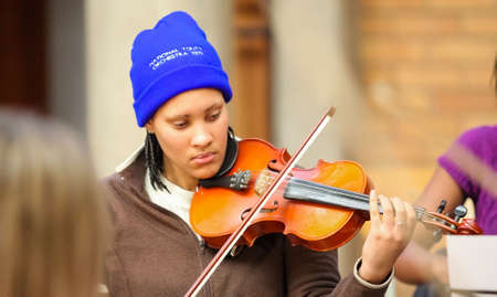 Johannesburg, South Africa - August 28 2010: Diverse youth at music school orchestraのeditorial素材