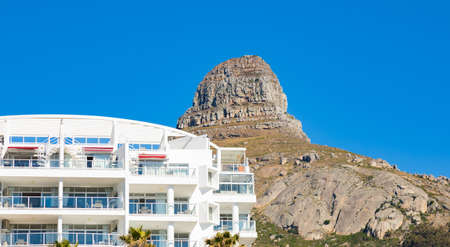low angle View of apartments on Sea Point promenade in Cape Town South Africaのeditorial素材