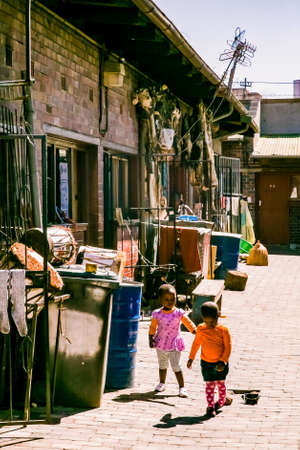 Johannesburg, South Africa, April 23, 2013, African Children at Traditional Medicine Marketplace in Johannesburg CBDのeditorial素材