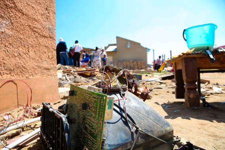 Johannesburg, South Africa - October 04 2011: Tornado Damaged Homes in a small South Africa Townshipのeditorial素材