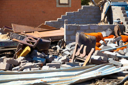 Johannesburg, South Africa - October 04 2011: Tornado Damaged Homes in a small South Africa Townshipのeditorial素材
