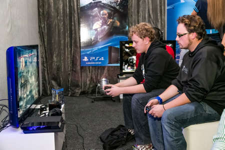 Johannesburg, South Africa - December 10 2013: Gamers at Play Station PS4 launch eventのeditorial素材
