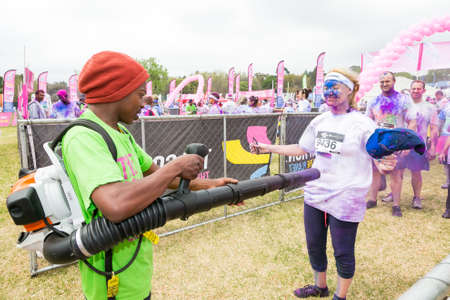 Johannesburg, South Africa, September 20, 2015, Diverse people running in The Color Run Marathon in...