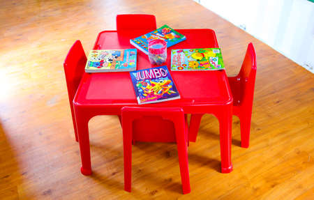Johannesburg, South Africa - November 07, 2011: Inside interior of Small Portable Preschool Classroom made from a shipping containerのeditorial素材