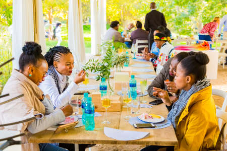 Johannesburg, South Africa - May 12 2018: Diverse People at an outdoor Food and Wine Festivalのeditorial素材