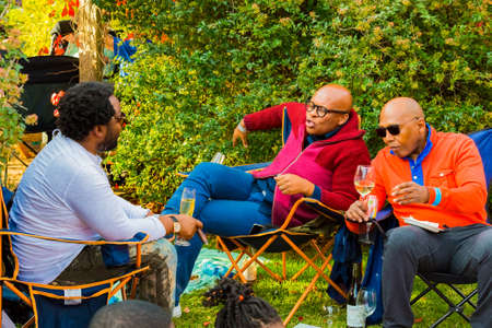 Johannesburg, South Africa - May 12 2018: Diverse People at an outdoor Food and Wine Festivalのeditorial素材