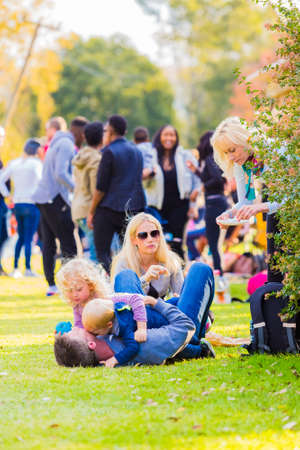 Johannesburg, South Africa - May 12 2018: People at an outdoor Food and Wine Festivalのeditorial素材