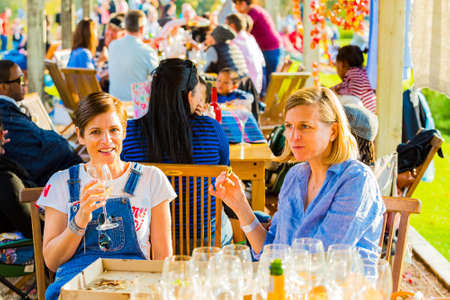 Johannesburg, South Africa - May 12 2018: Diverse People at an outdoor Food and Wine Festivalのeditorial素材
