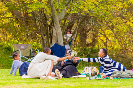 Johannesburg, South Africa - May 12 2018: Diverse People at an outdoor Food and Wine Festivalのeditorial素材