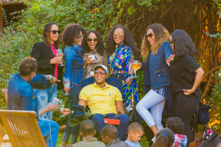 Johannesburg, South Africa - May 12 2018: Diverse People at an outdoor Food and Wine Festivalのeditorial素材