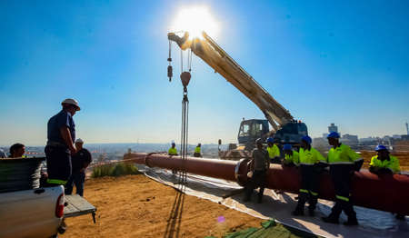 Johannesburg, South Africa - June 07 2010: Construction worker on a building siteのeditorial素材