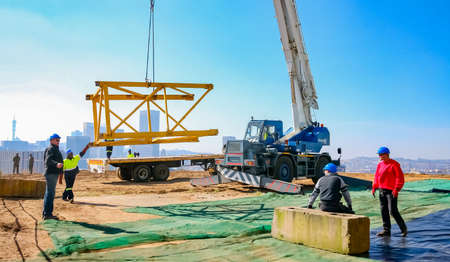 Johannesburg, South Africa - June 05 2010: Construction worker on a building siteのeditorial素材