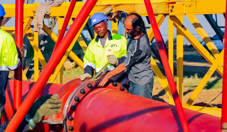 Johannesburg, South Africa - June 06 2010: Construction worker on a building siteのeditorial素材