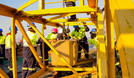 Johannesburg, South Africa - June 06 2010: Construction worker on a building siteのeditorial素材