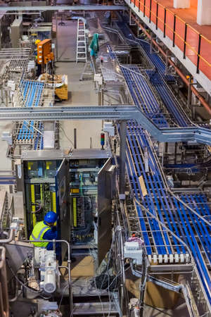 Johannesburg, South Africa - July 11, 2017: South African Breweries bottling plant undergoing an upgrade to its assembly lineのeditorial素材