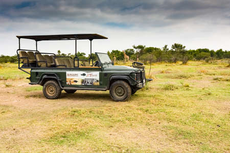 Welkom, South Africa - February 23, 2015: Empty 4x4 waiting for tourists to take a safari tour of game reserveのeditorial素材