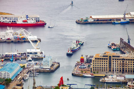 Cape Town, South Africa, December 07, 2011, Elevated view of the V&A Waterfront in Cape Town harbor