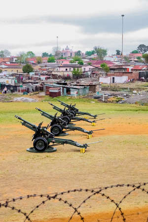 Ermelo, South Africa - September 24 2011: Artillery Cannon Guns on display at local Townshipのeditorial素材