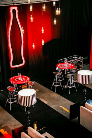 Johannesburg, South Africa - August 20, 2015: Coca Cola Coke Studio branded interior design decor...