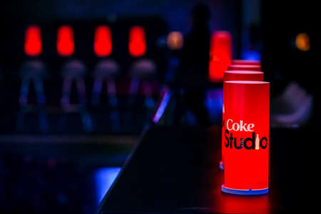 Johannesburg, South Africa - August 20, 2015: Coca Cola Coke Studio branded interior design decor...
