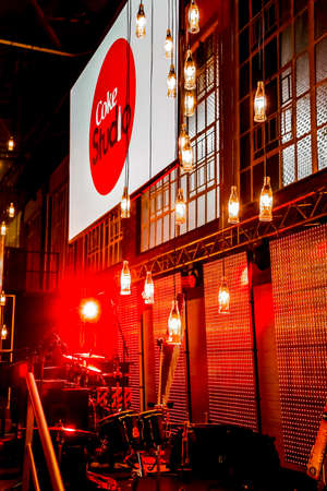 Johannesburg, South Africa - August 20, 2015: Coca Cola Coke Studio branded interior design decor...