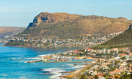 Elevated view of Kalk Bay Harbour in False Bay Cape Town South Africaの写真素材