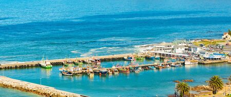 Elevated view of Kalk Bay Harbour in False Bay Cape Town South Africaの写真素材