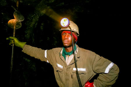 Johannesburg, South Africa - August 11 2008: Underground Platinum Palladium Mining and Machineryのeditorial素材