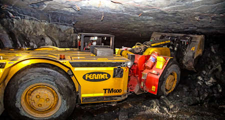 Johannesburg, South Africa - May 23 2011: Underground Platinum Palladium Mining and Equipment
