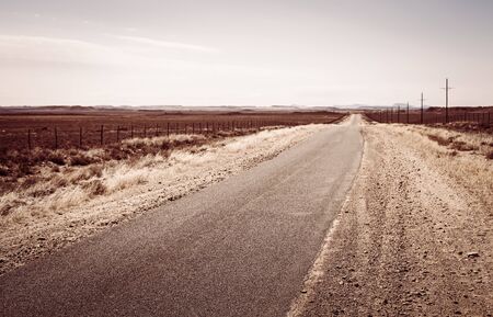 View of an empty country highway road in South African Karoo region の写真素材