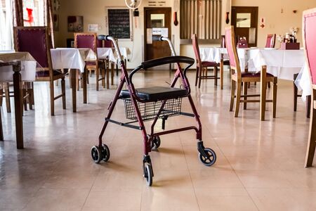 Old Medic Rollator 4 wheel Aluminum With Hand Brake in a old age nursing homeの写真素材