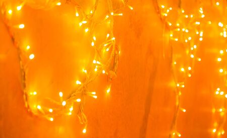 Bright Orange LED Fairy Lights for a Christmas Party or Halloween Eventの写真素材