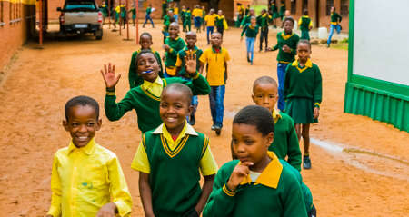 Johannesburg, South Africa - February 24 2017: African Primary School children before school startsのeditorial素材