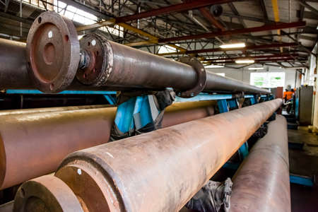 Johannesburg, South Africa - October 19, 2012: Inside interior of a rubber and pipe fabrication assembly line in a factoryのeditorial素材
